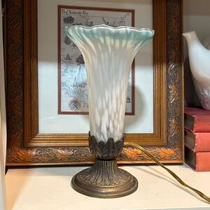 Vintage White and Blue Tulip Table Lamp